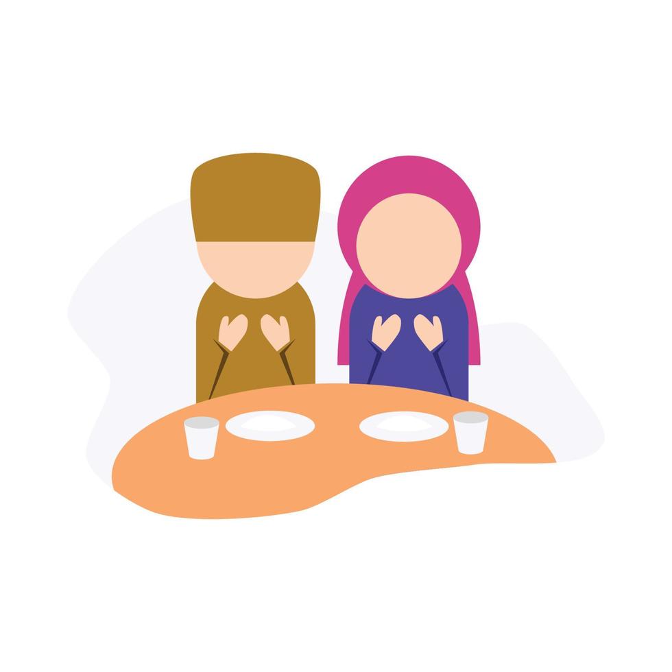 Pray before eat Muslim Illustration vector