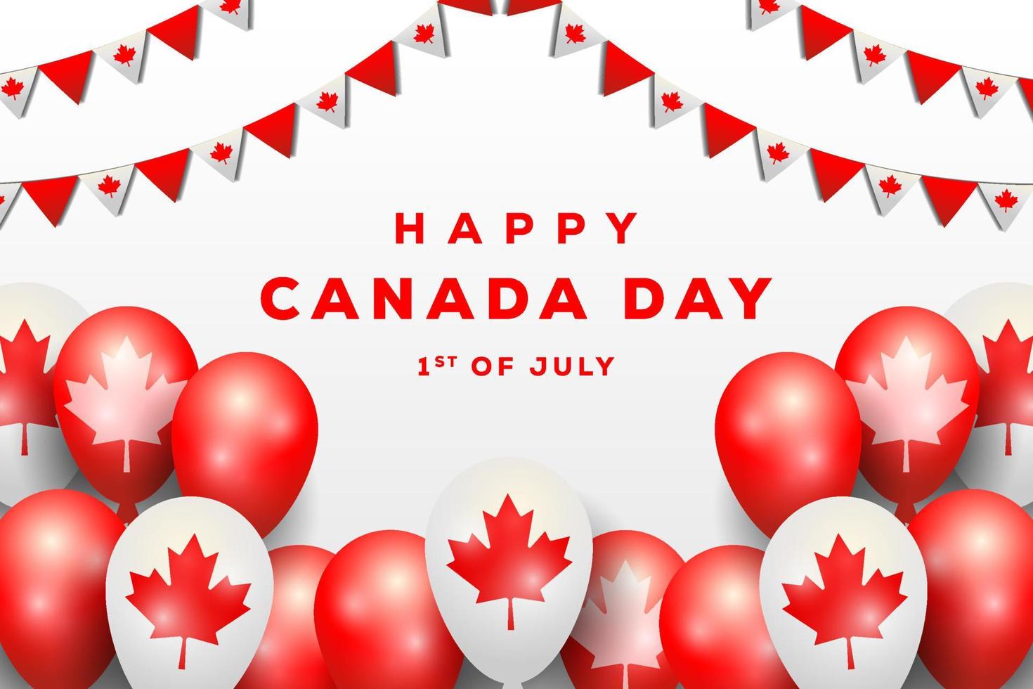 realistic canada day with balloons background vector