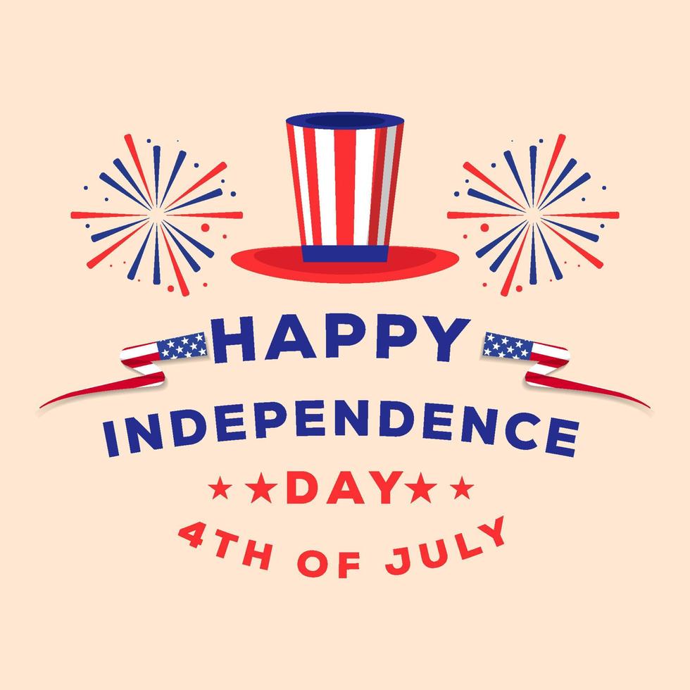 independence day 4th of july illustration with hat of uncle sam vector
