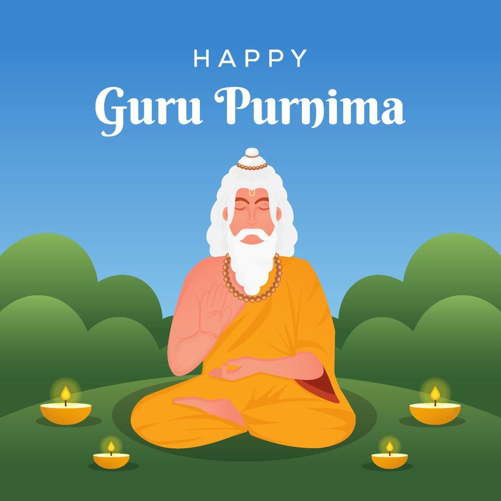 gradiente guru purnima ilustración tarjeta de felicitación vector