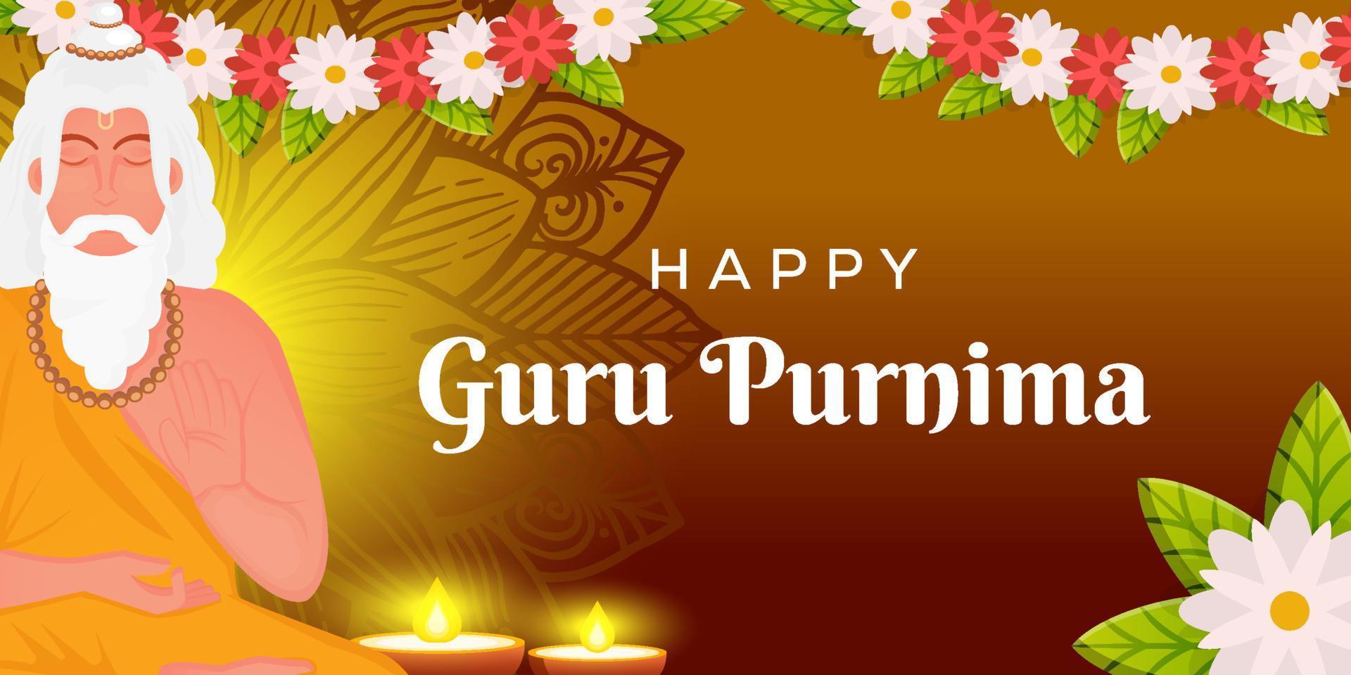 guru purnima background illustration with flowers vector