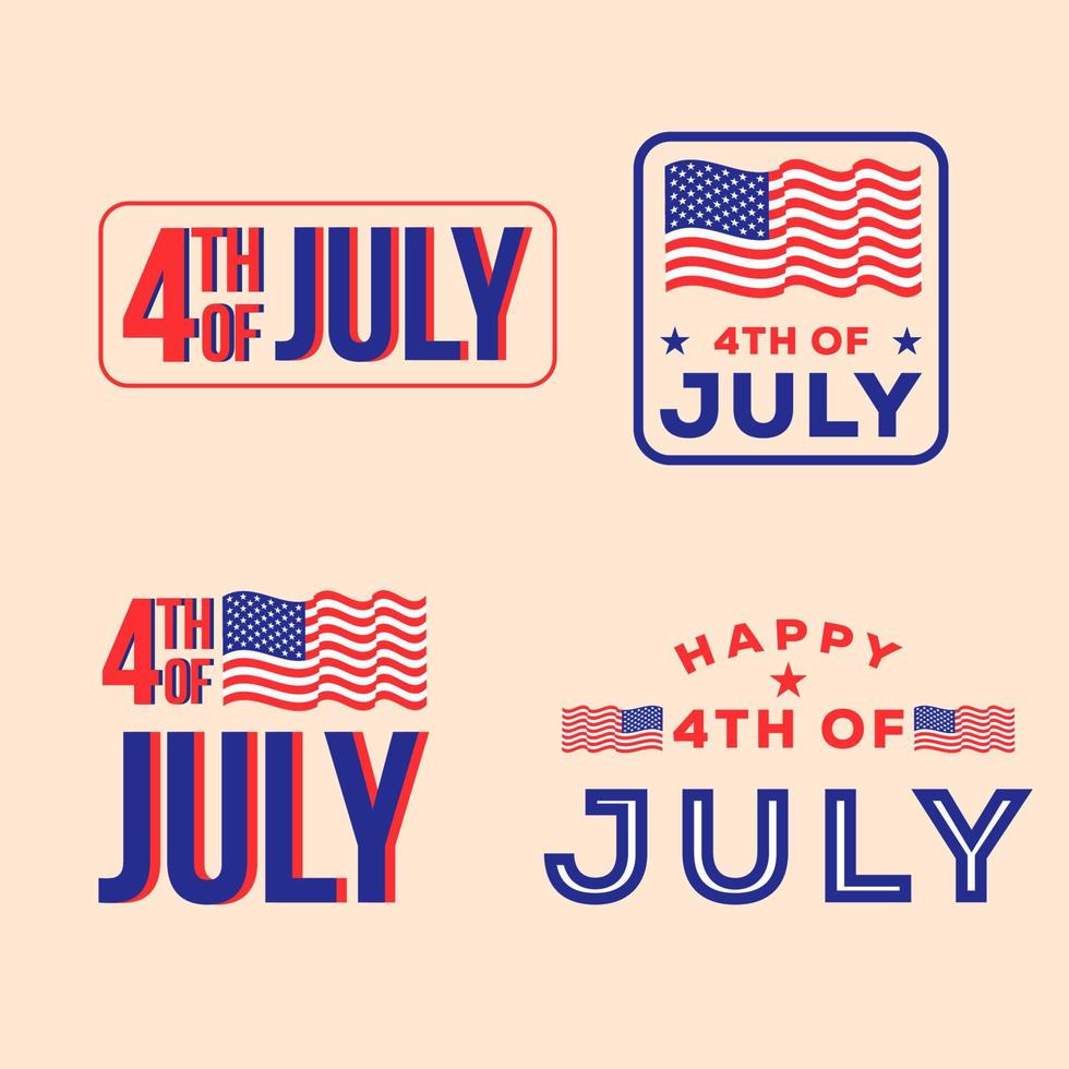 4th of july independence day badge collection vector