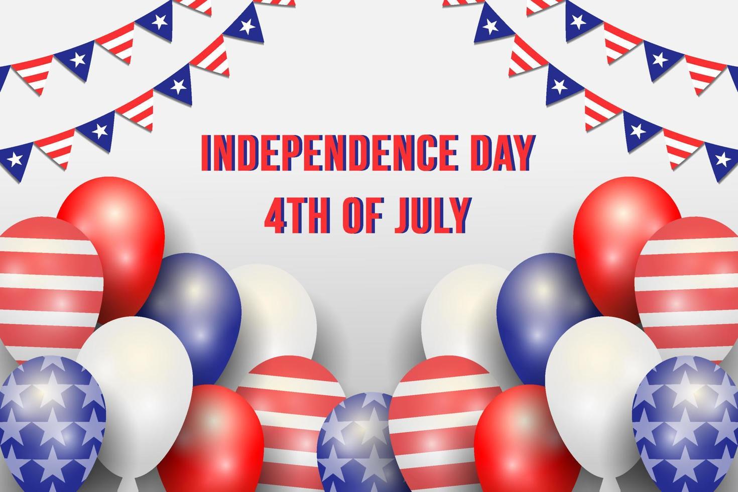 independence day 4th of july with realistic balloons vector
