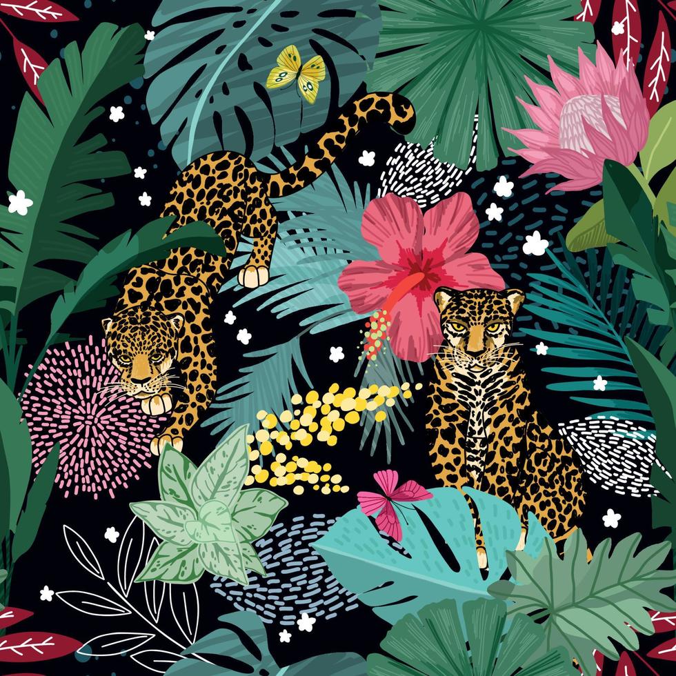 Tropical seamless pattern, hand drawn vector