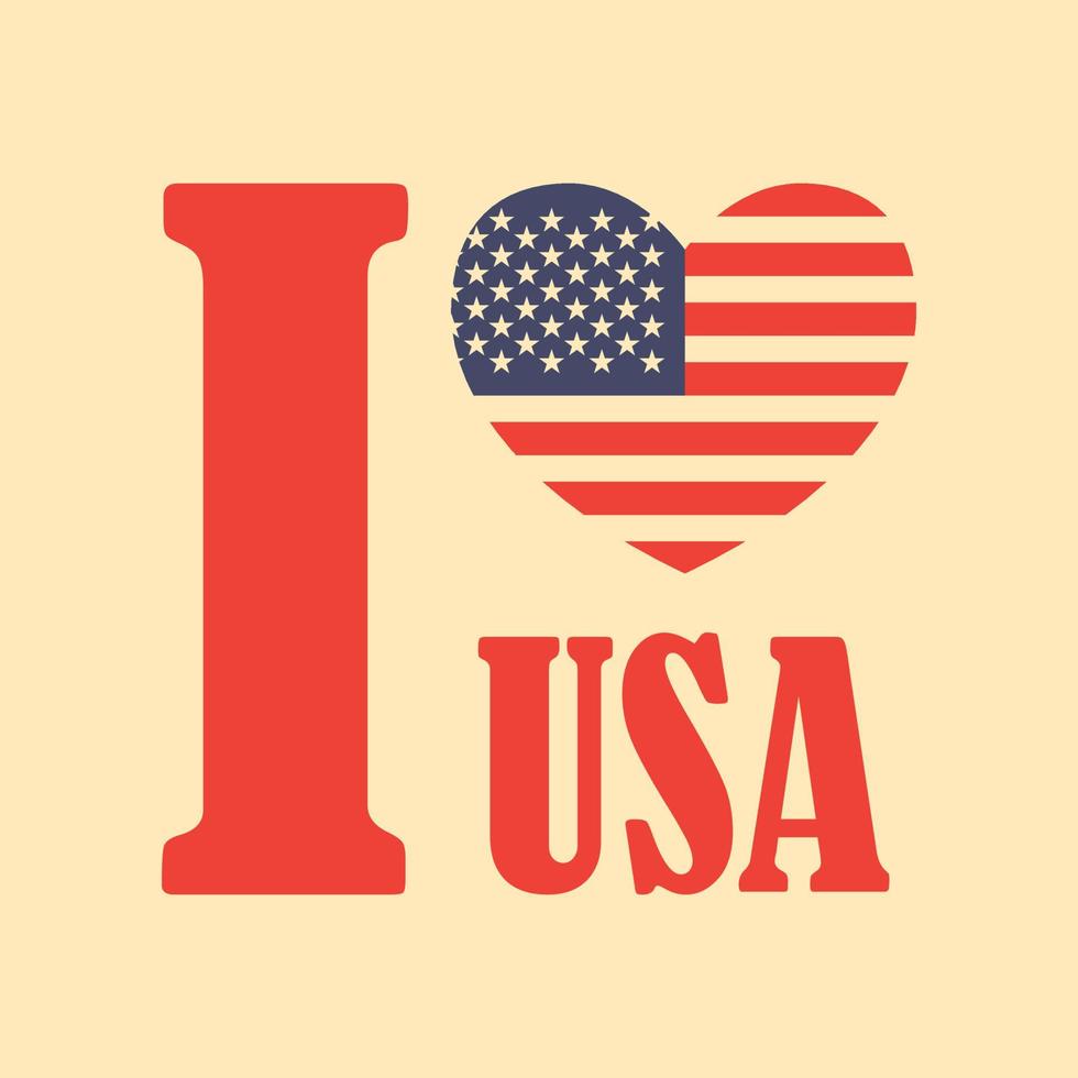 I Love USA, 4th Of July Independence day Vector. vector