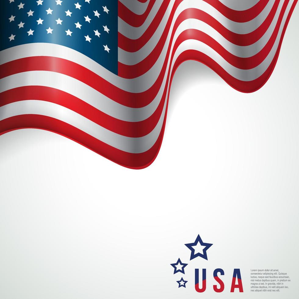 diseño del día de la independencia de estados unidos con bandera americana vector