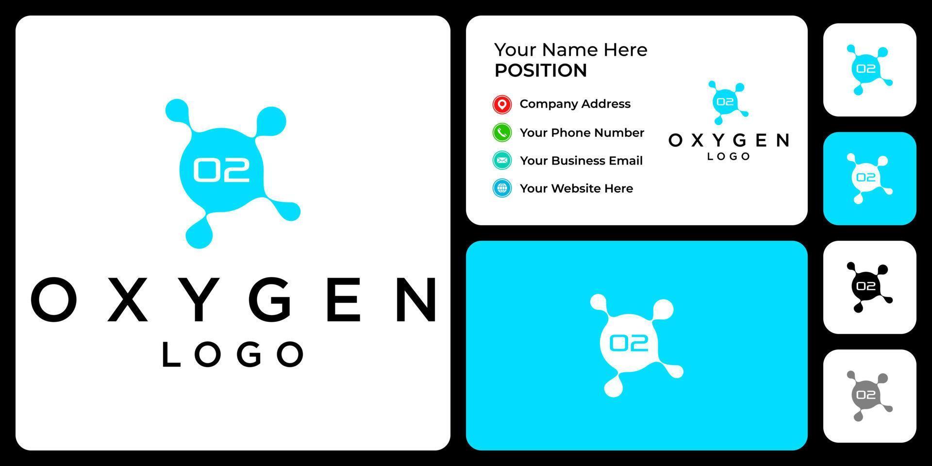 Oxygen logo design with business card template. vector