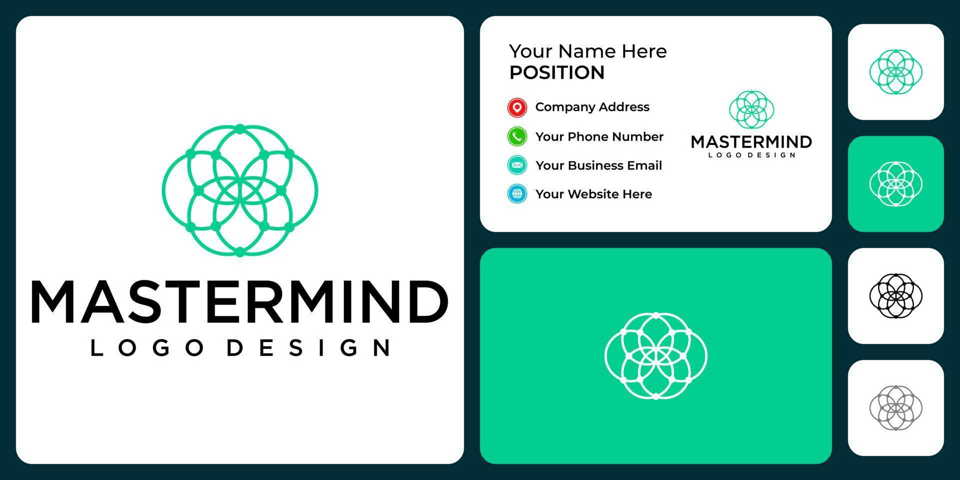 Abstract mind logo design with business card template. vector