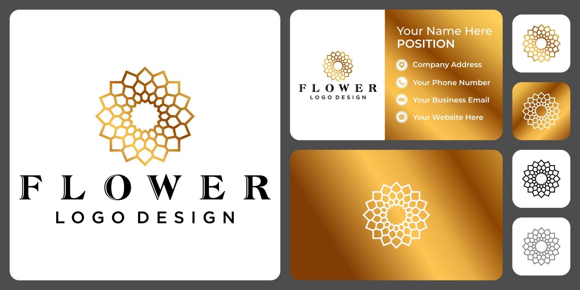 Luxury flower logo design with business card template. vector