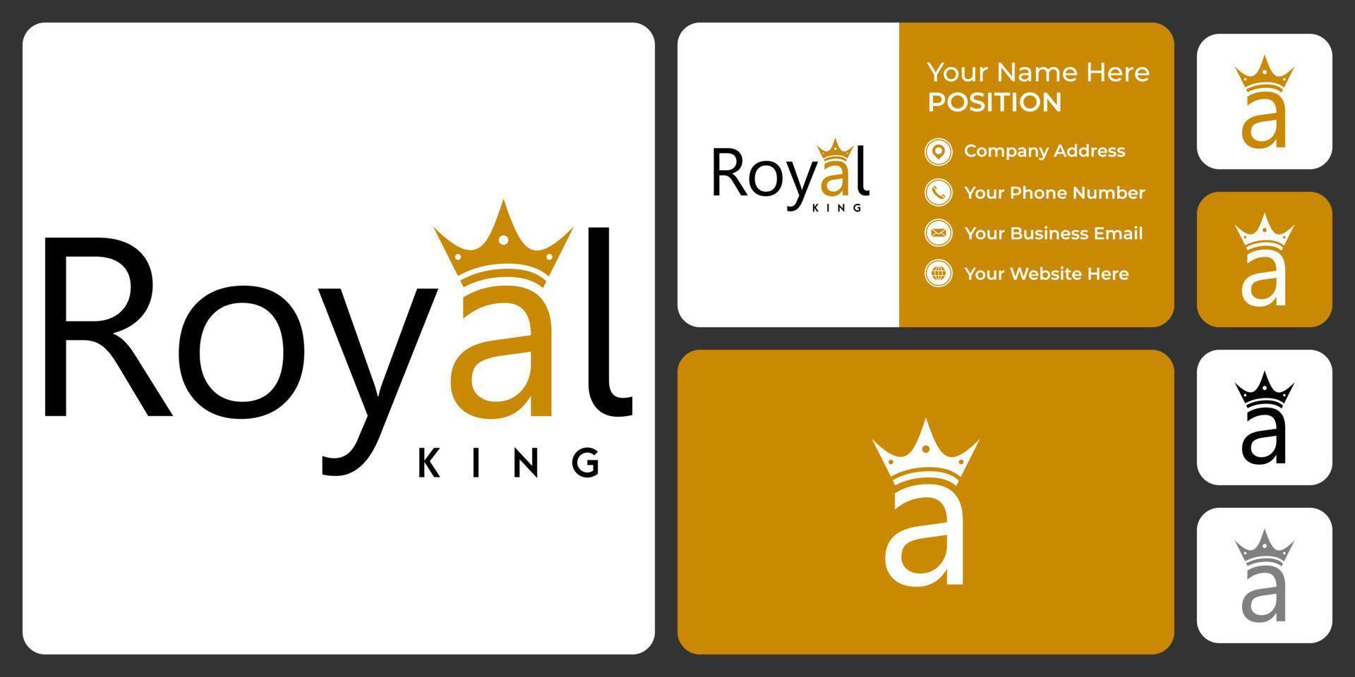 Letter a monogram king logo design with business card template. vector