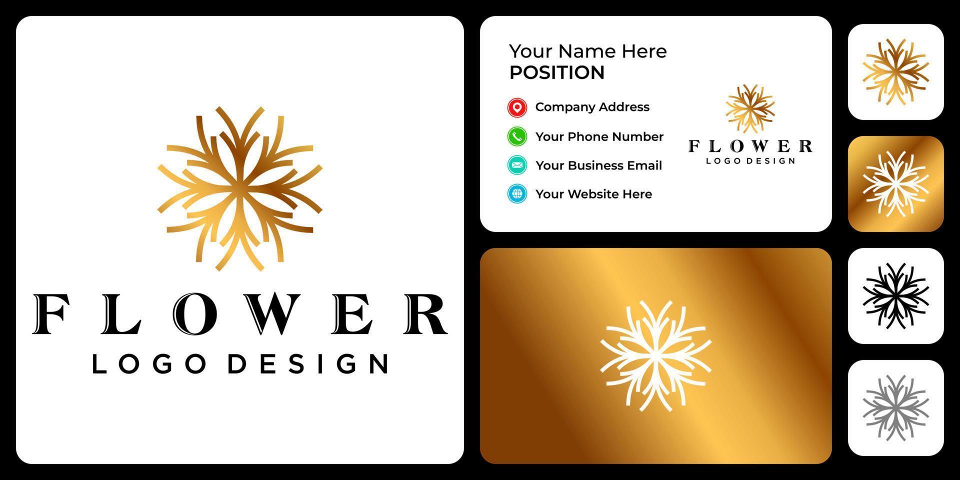 Luxury flower logo design with business card template. vector