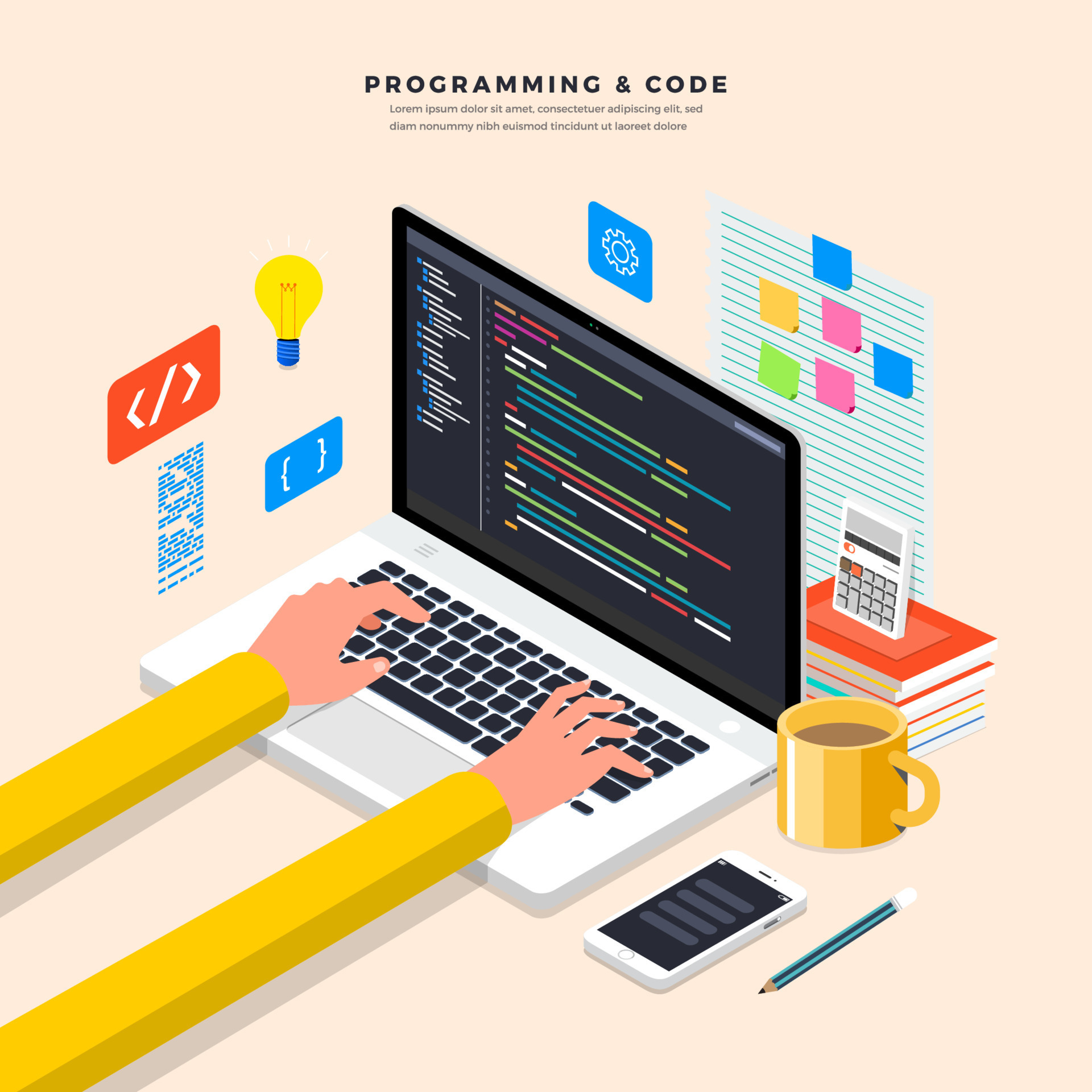 Isometric Design Concept Programmer And Coding 8213522 Vector Art at ...