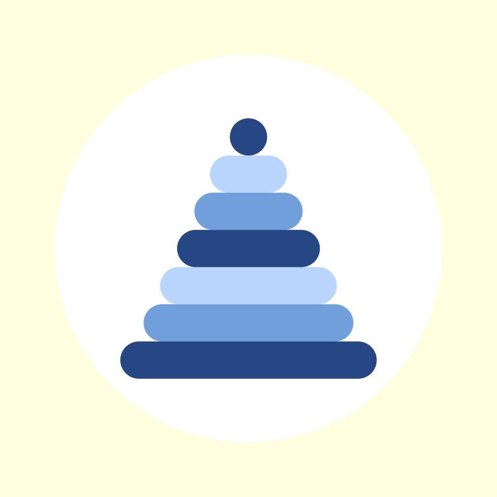 Vector illustration of a children's toy pyramid in blue colors on a yellow background.