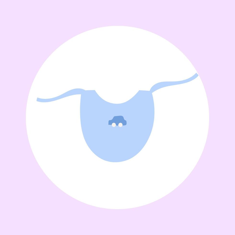 Vector illustration of a baby bib for a boy in blue, illustration on a purple background.