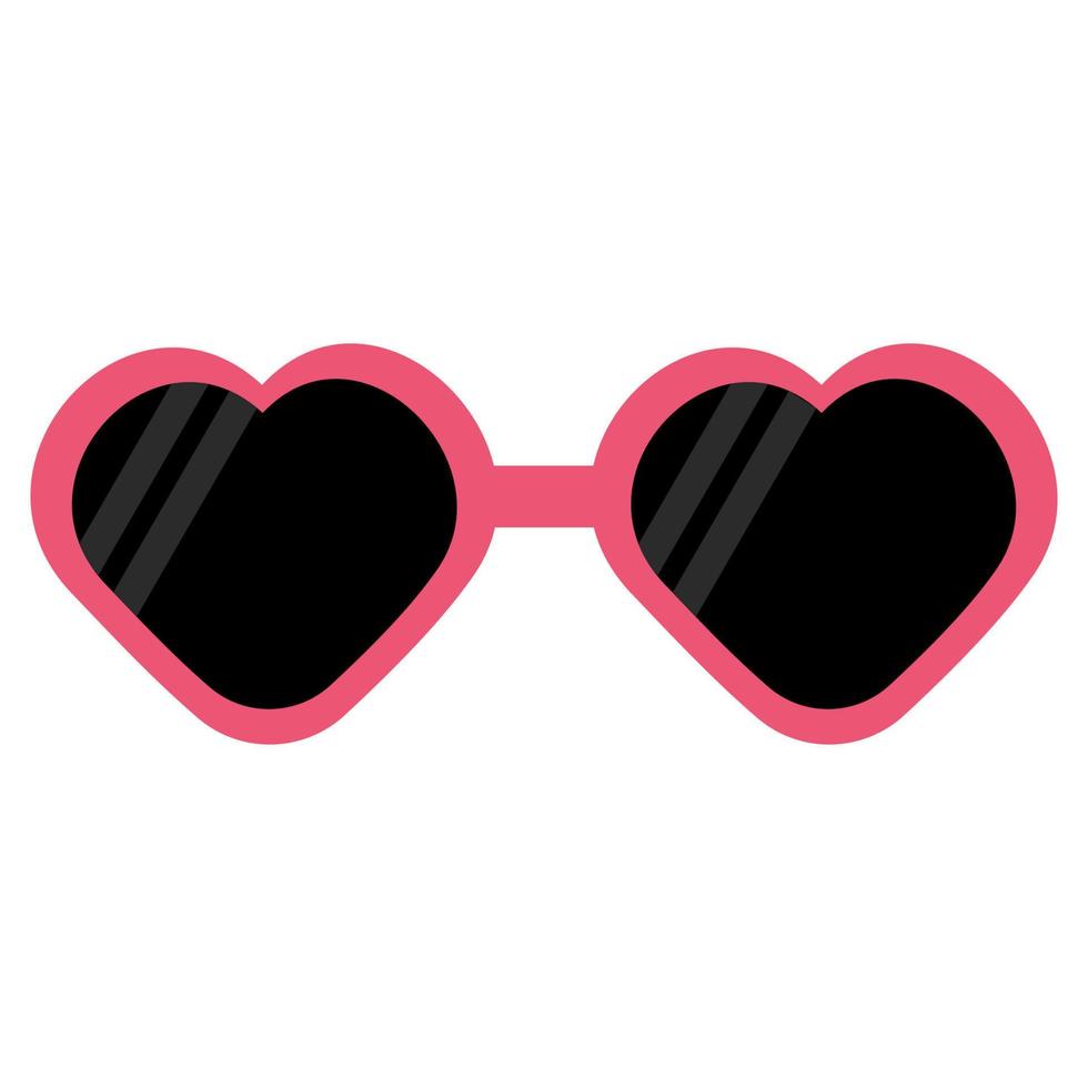 Pink heart-shaped sunglasses with black lenses. Vector illustration in flat style