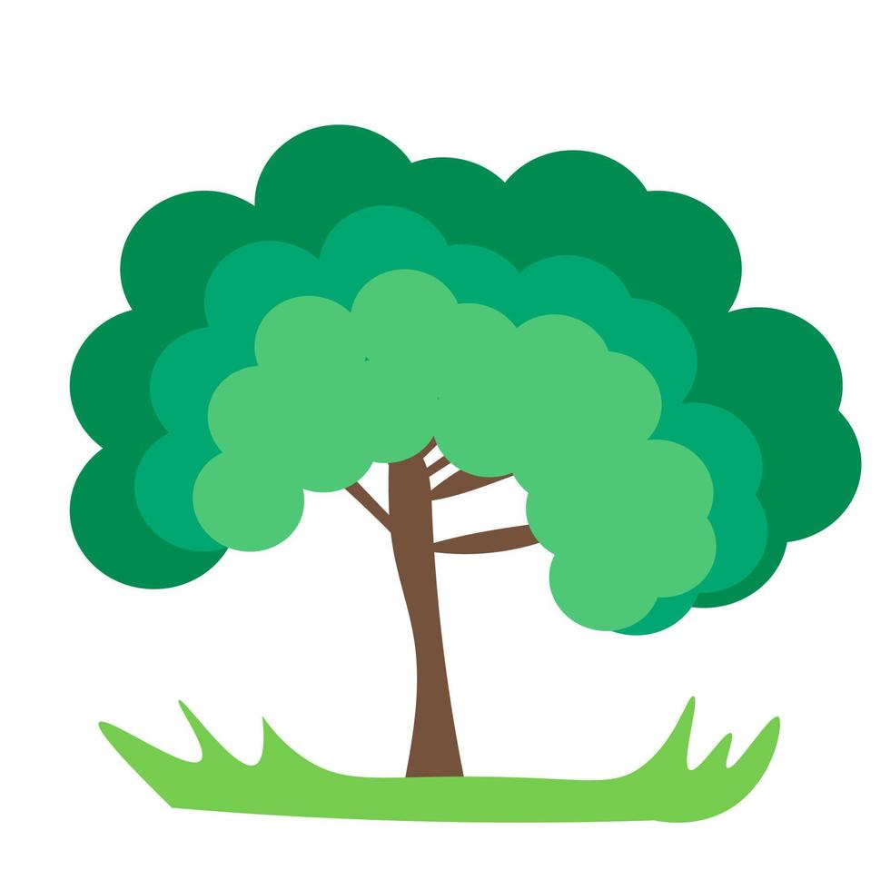 Abstract tree vector illustration in eps 10. Green tree on the meadow