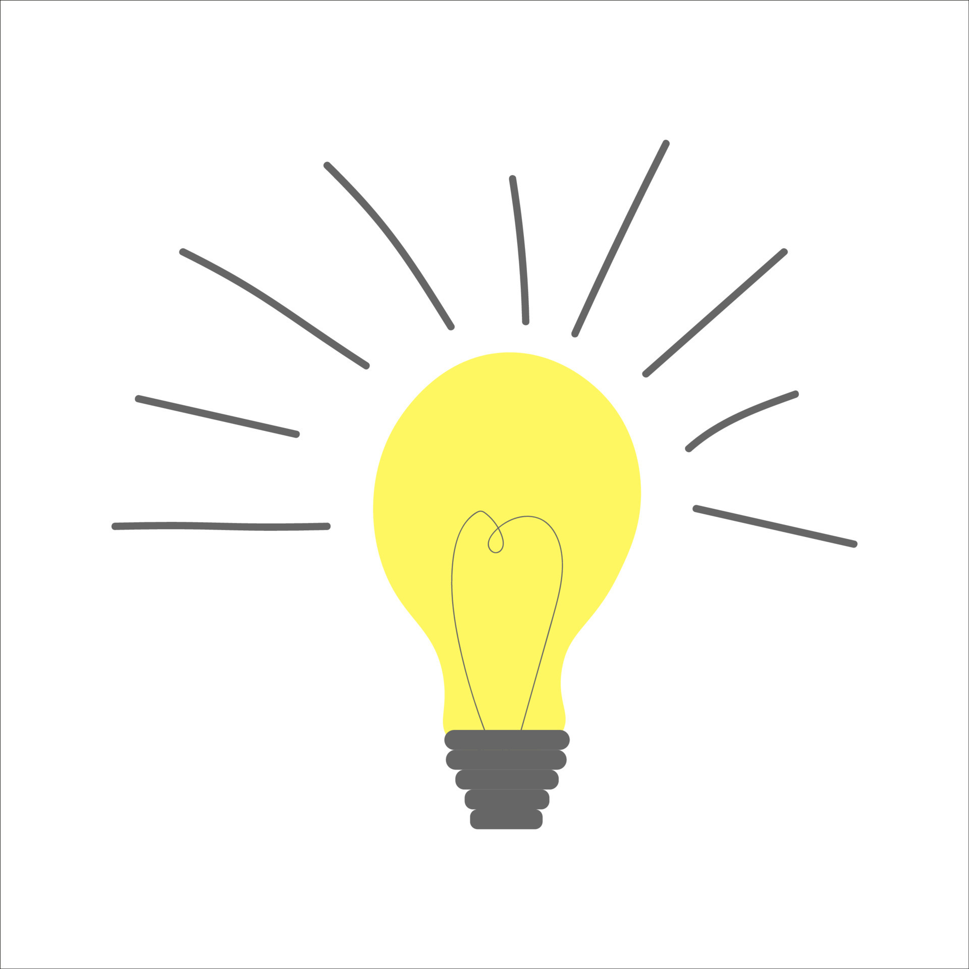 Minimalistic vector illustration of a light bulb lit up, an idea