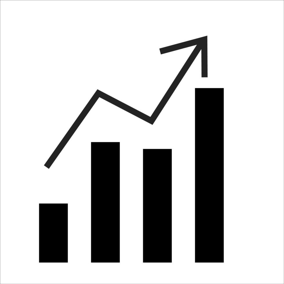 Minimalistic vector illustration of growth chart upwards of personal achievements and success.