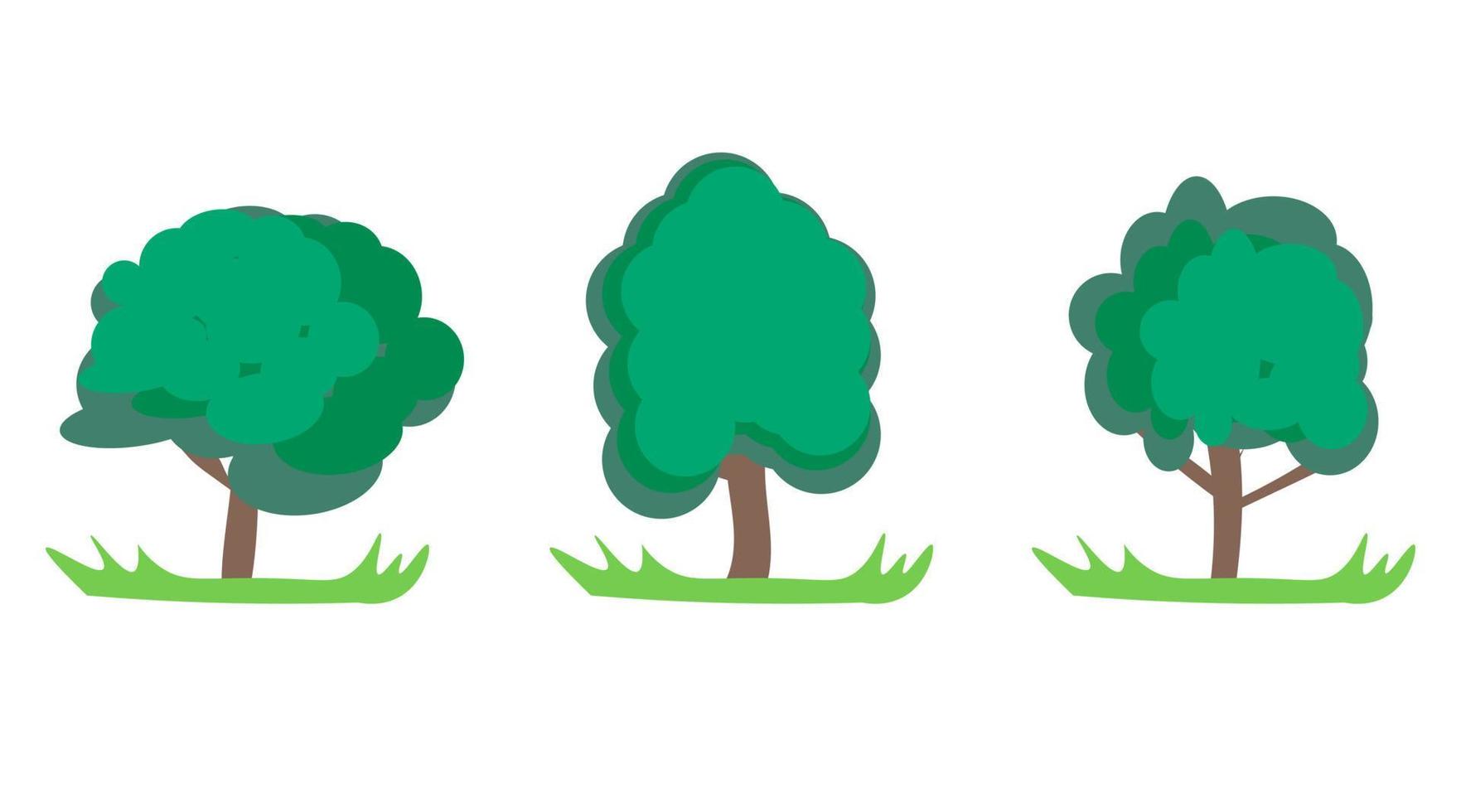 Set of abstract trees in vector eps 10. Vector hand drawn illustration in flat style.