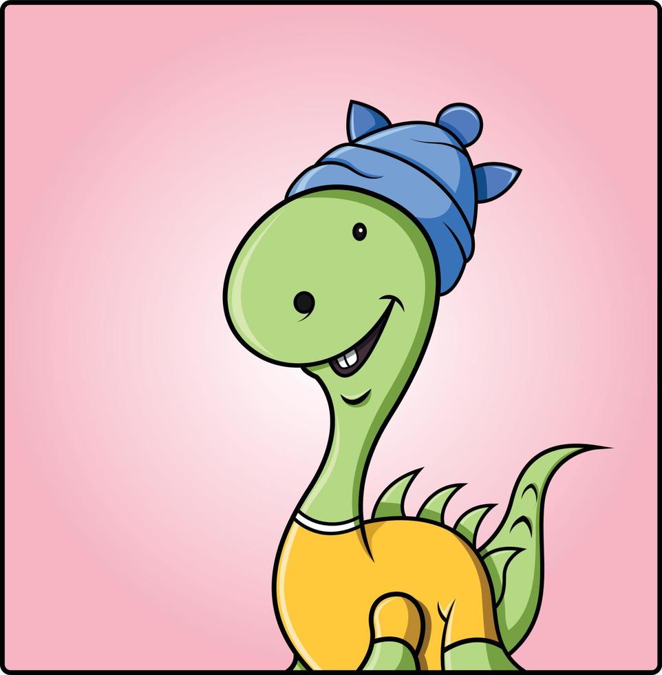 lindo dinosaurio sonriendo felizmente vector