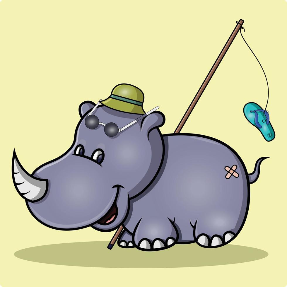 a rhino fishing sandals vector