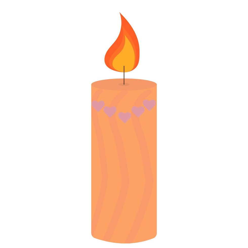 Vector illustration of a cute orange striped candle. Decor for home and comfort