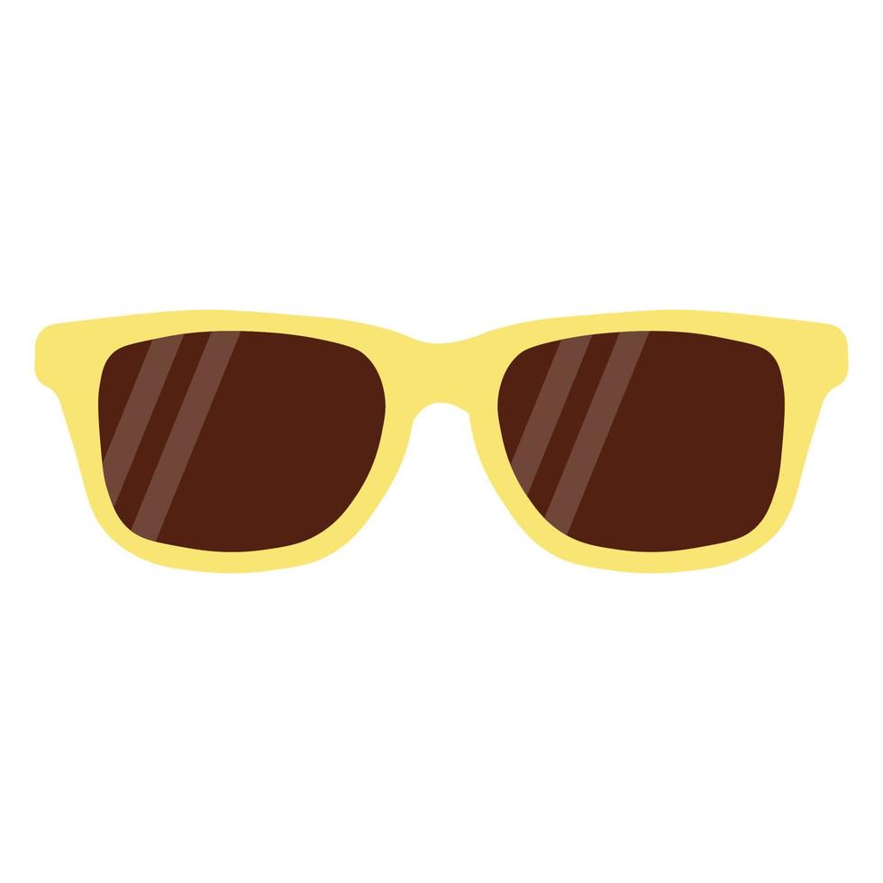 Sunglasses with yellow frames and brown lenses. Yellow glasses. Vector illustration in flat style