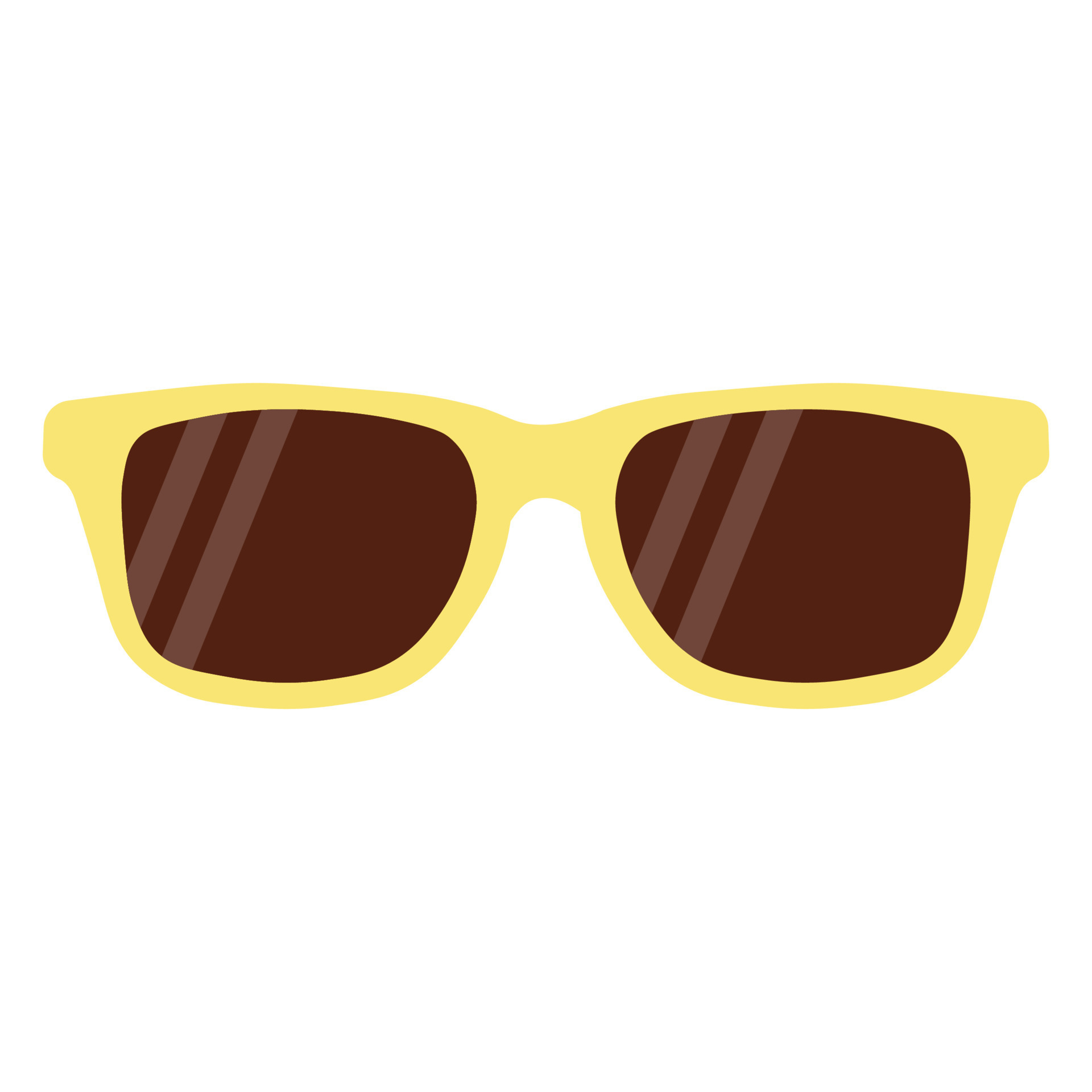 Sunglasses with yellow frames and brown lenses. Yellow glasses. Vector