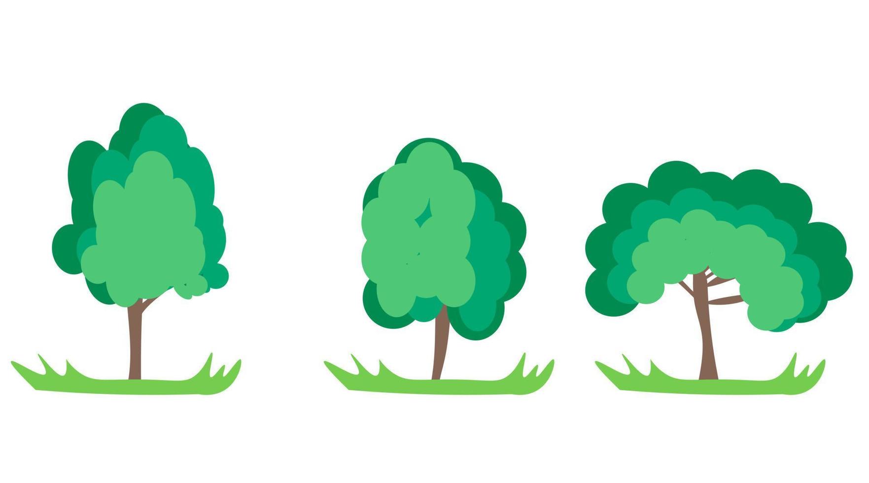 Set of abstract trees in vector eps 10. Vector hand drawn illustration in flat style.