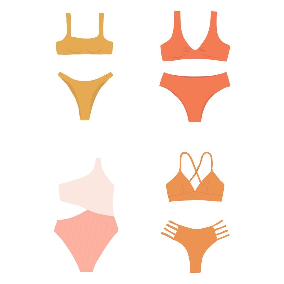 orange one piece swimsuit set vector