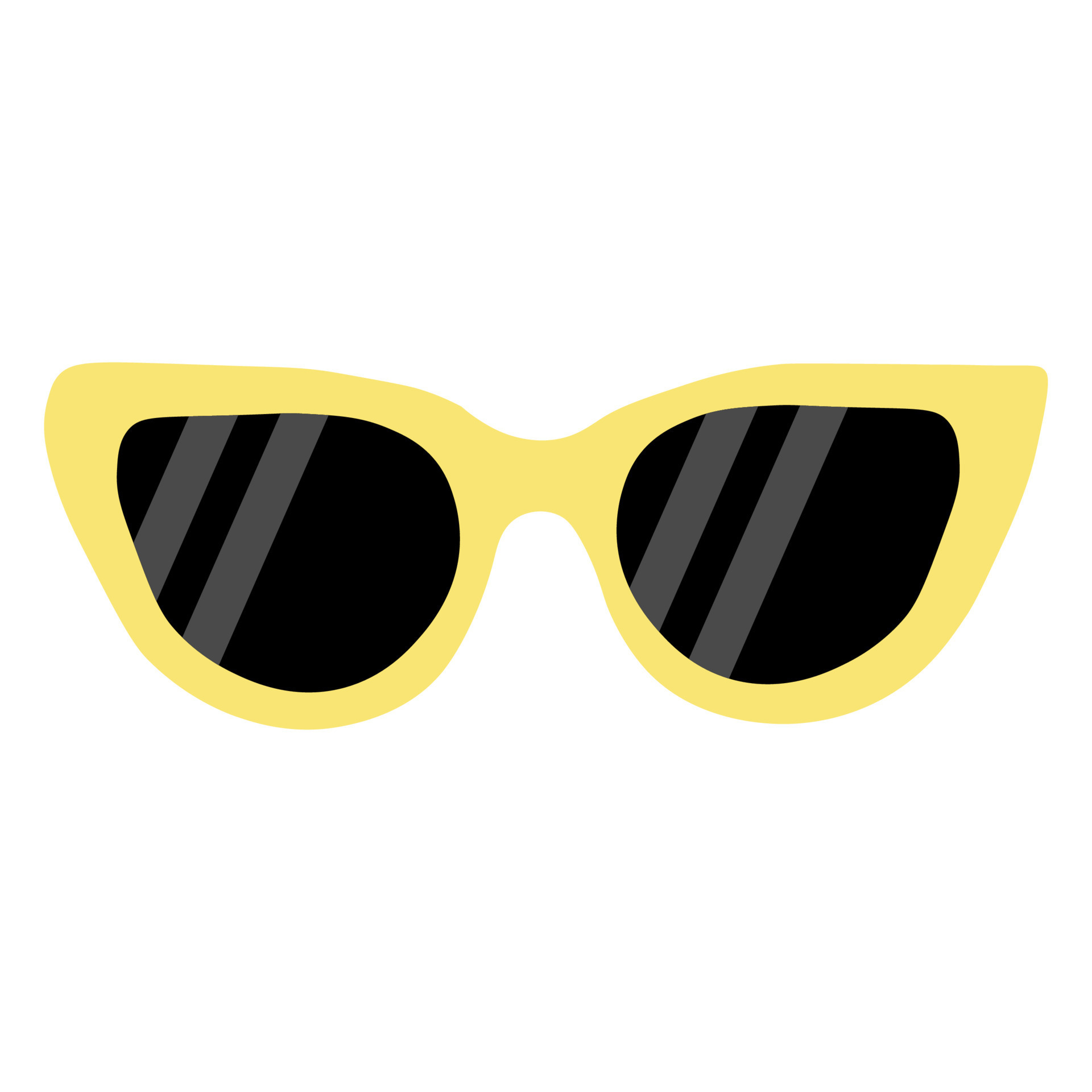 Sunglasses with yellow frames and black lenses. Yellow glasses. Vector