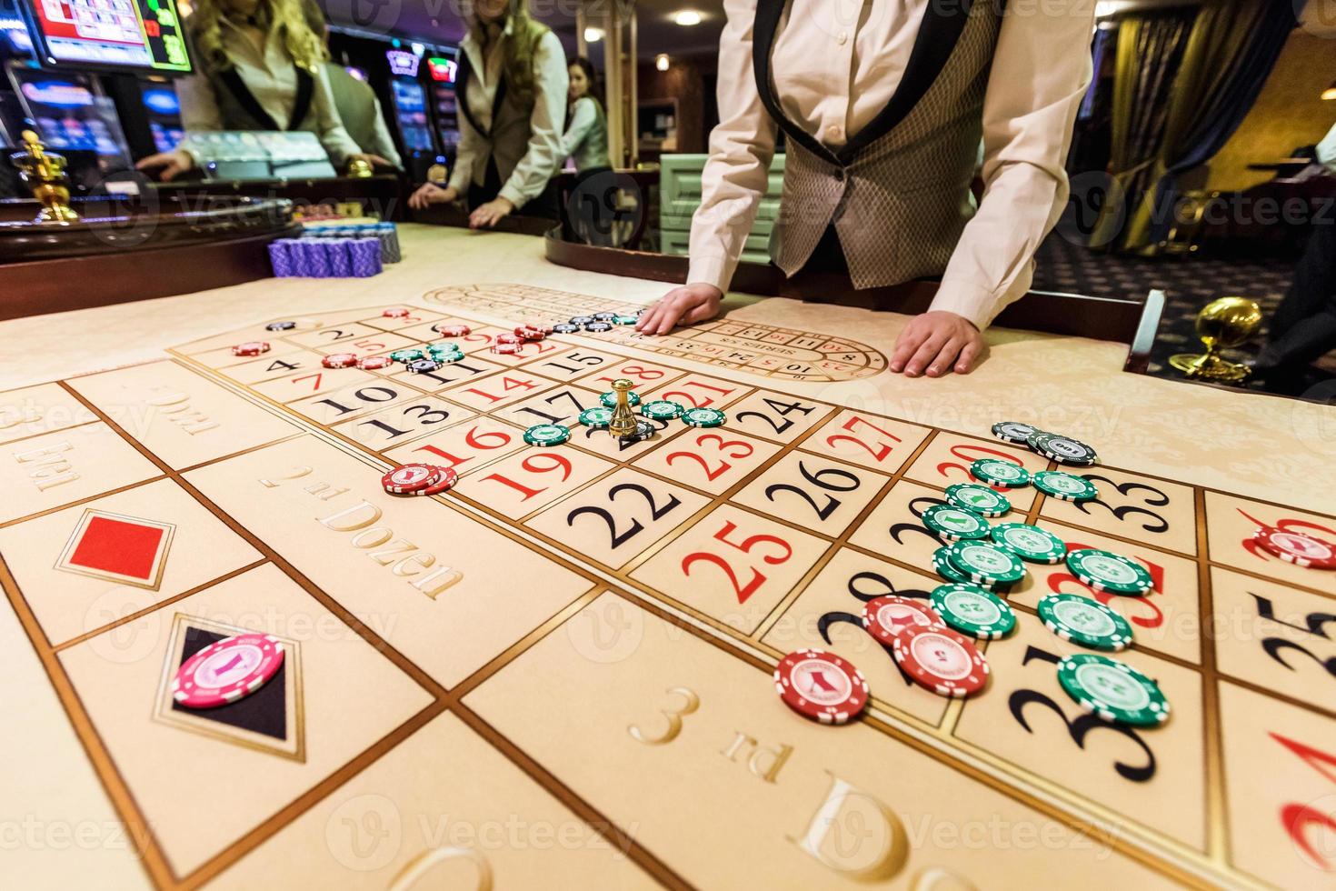 gambling chips on a game table roulette photo