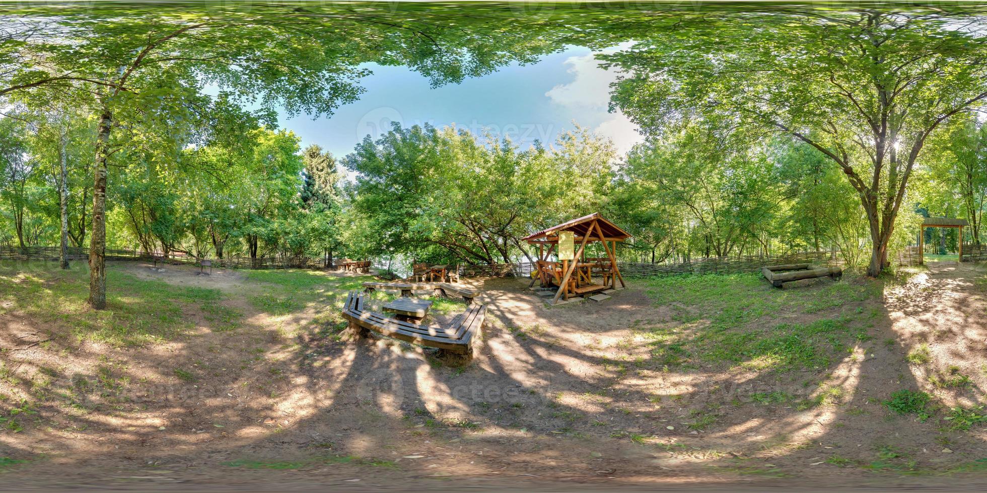 Full spherical 360 degrees seamless panorama in equirectangular equidistant projection, panorama in park green zone, VR content photo