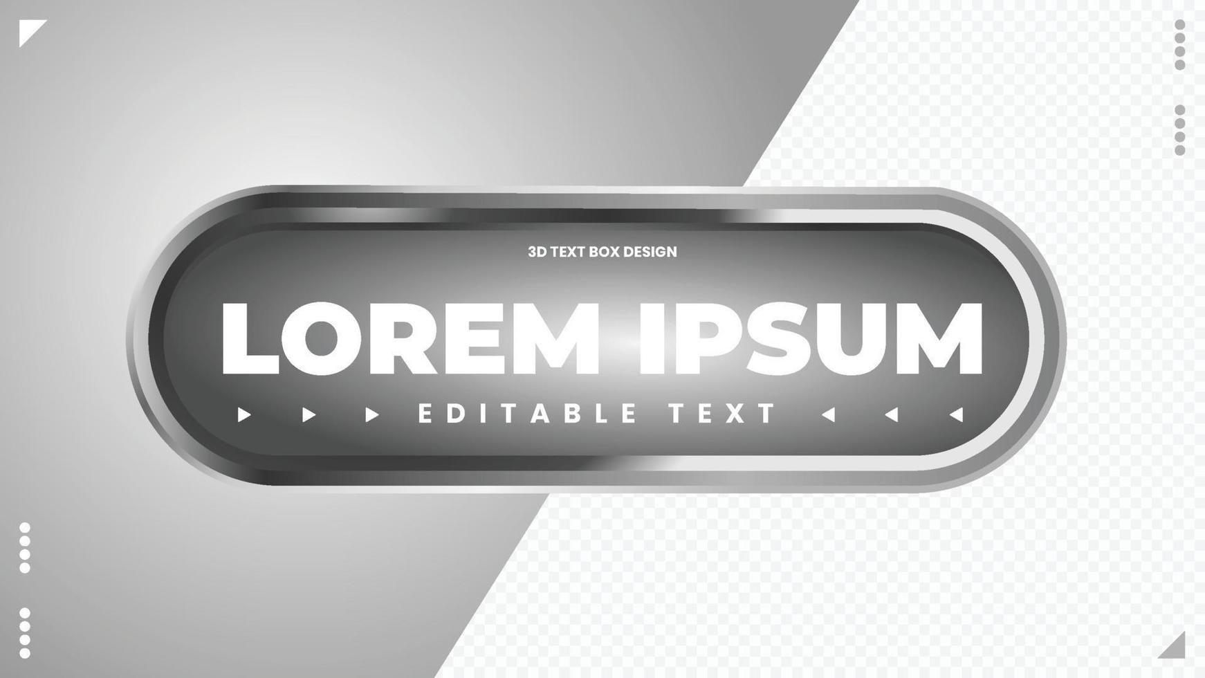 Gray 3d vector realistic text box with editable text effects