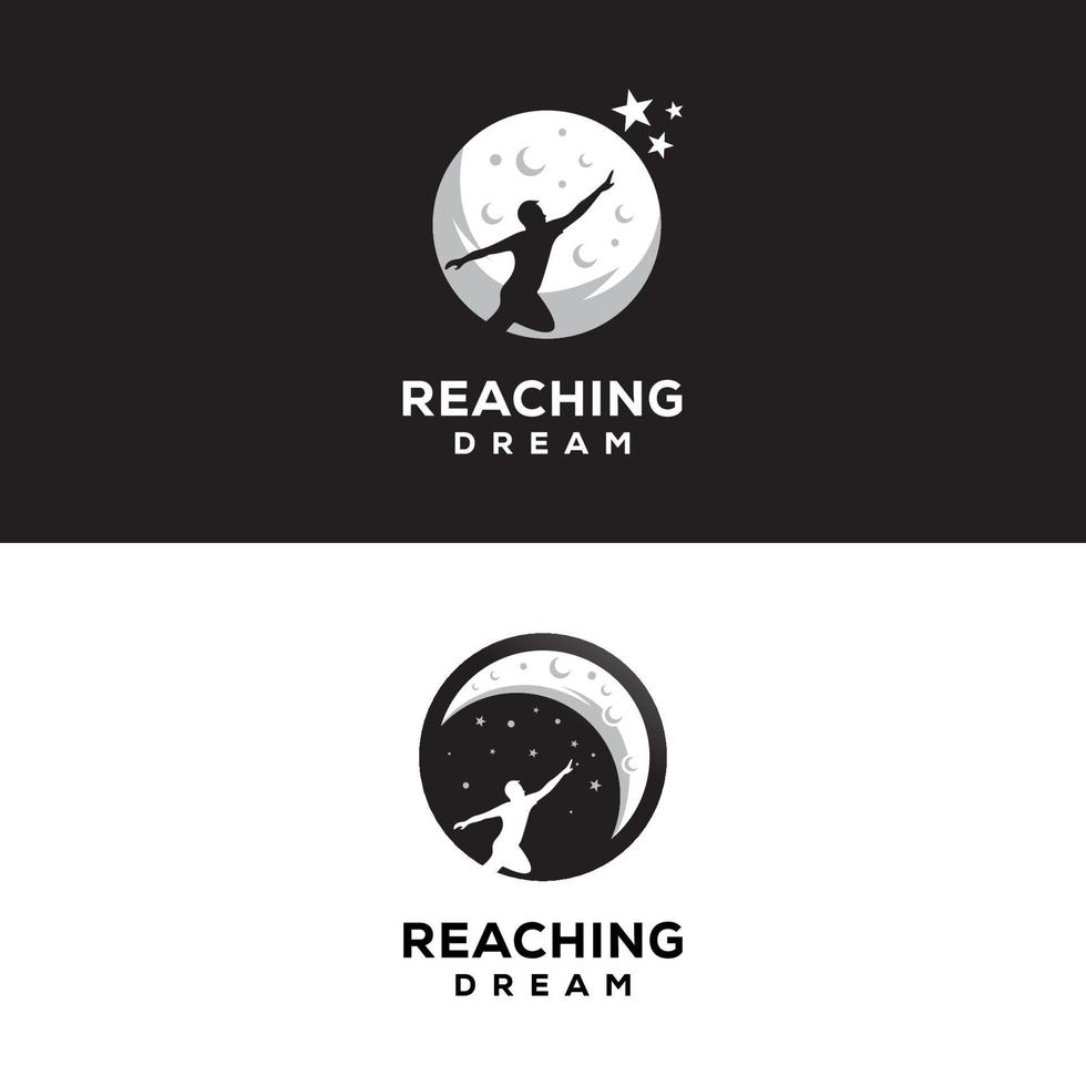 reaching dream logo, night dream logo premium vector