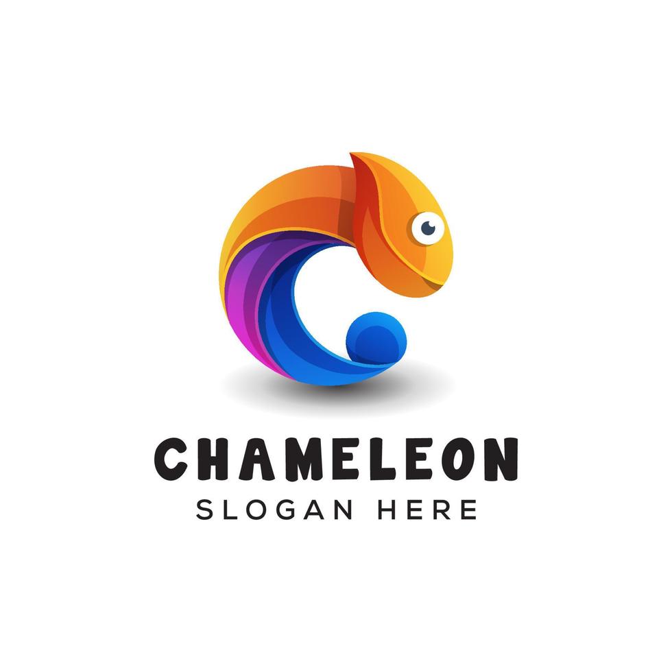 ilustración de logotipo colorido camaleón con plantilla de vector de concepto de diseño de letra c inicial