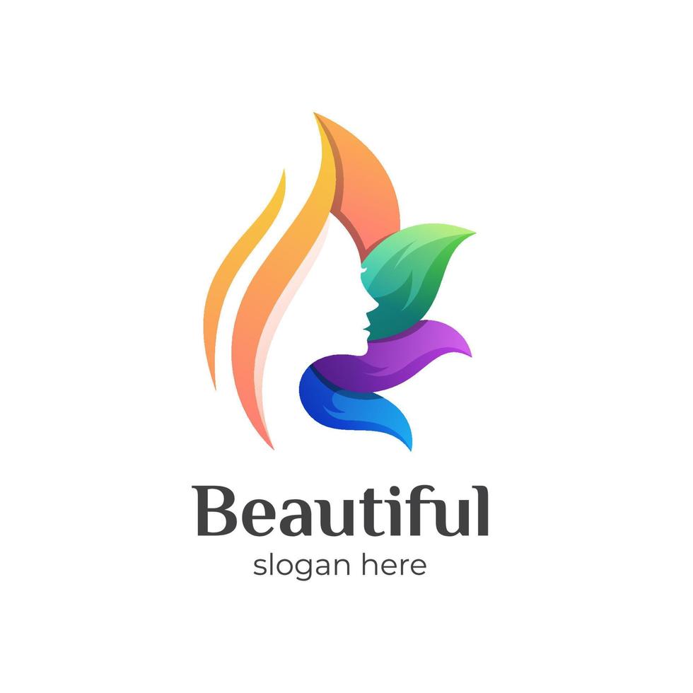 colorful nature beauty girl logo vector symbol icon design