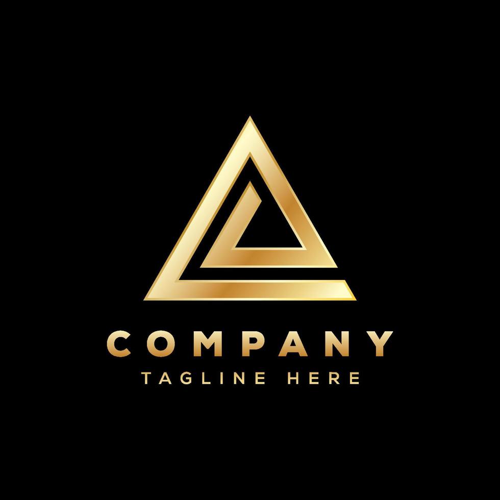 luxury triangle a logo, letter E triangle logo, delta logo gold vector