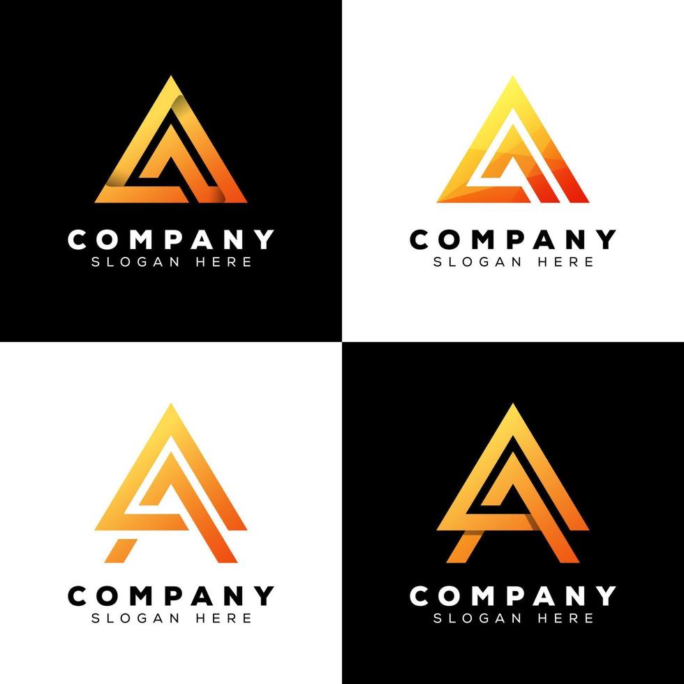 collection triangle letter A logo design premium vector