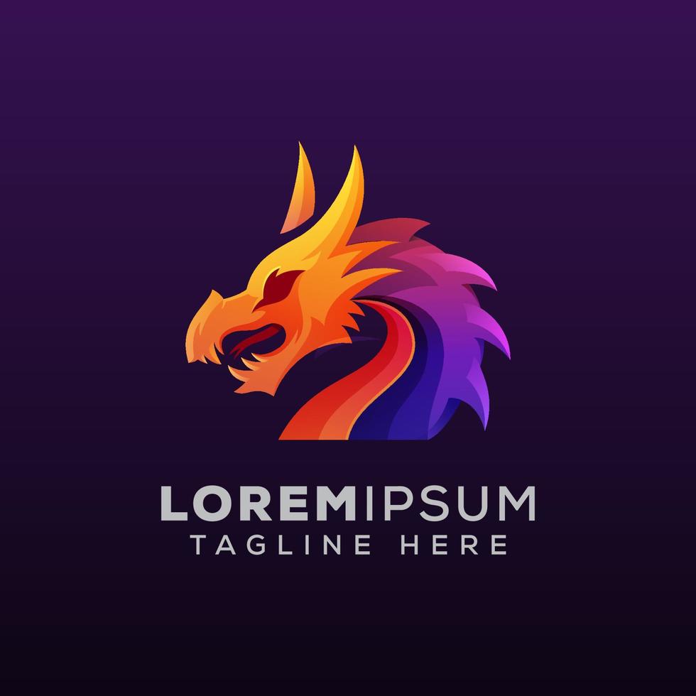 vector premium de ilustración de logotipo colorido dragón mitológico