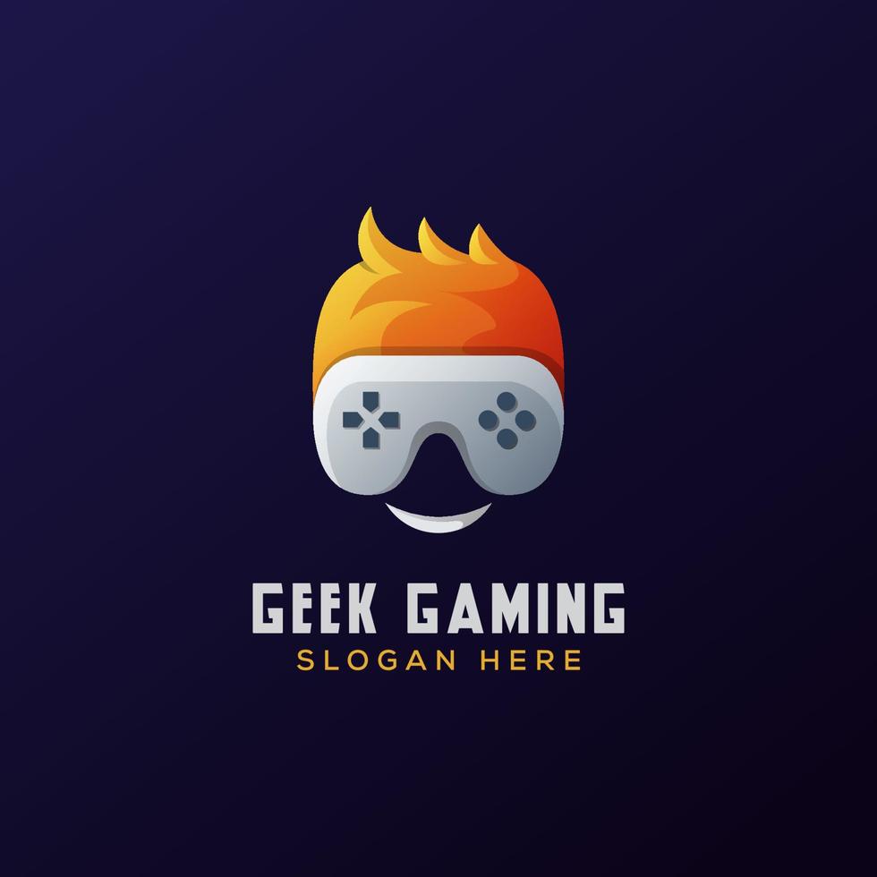 vector premium de diseño de logotipo de juegos geek