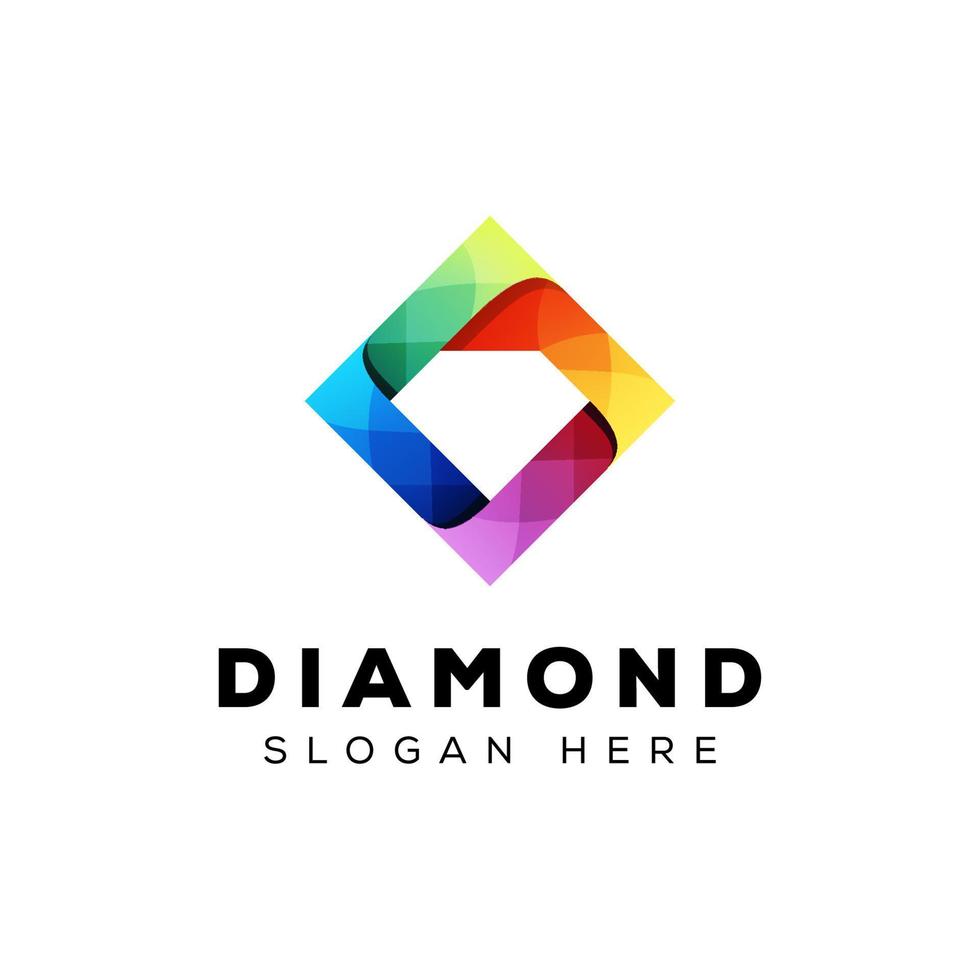 diseño de logotipo de diamante colorido premium vector