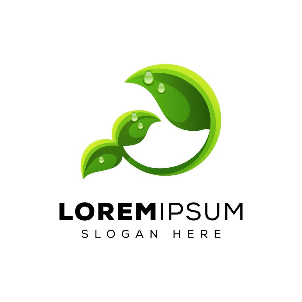 fresh green leaf logo design vector