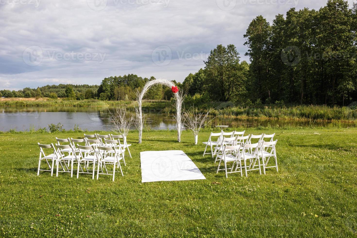 Decorations for a wedding ceremony in nature photo