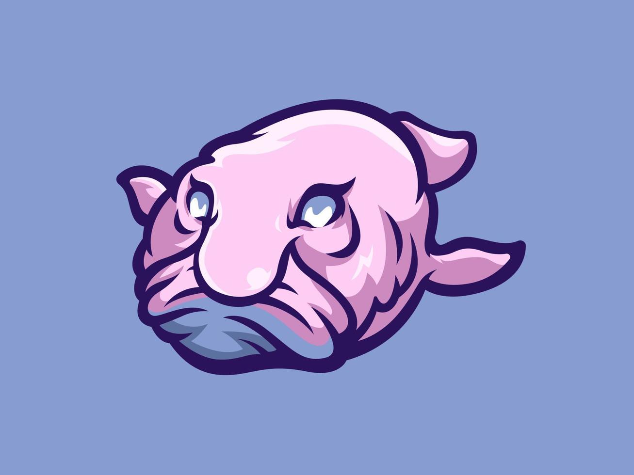 Ugly Blobfish Logo Design vector