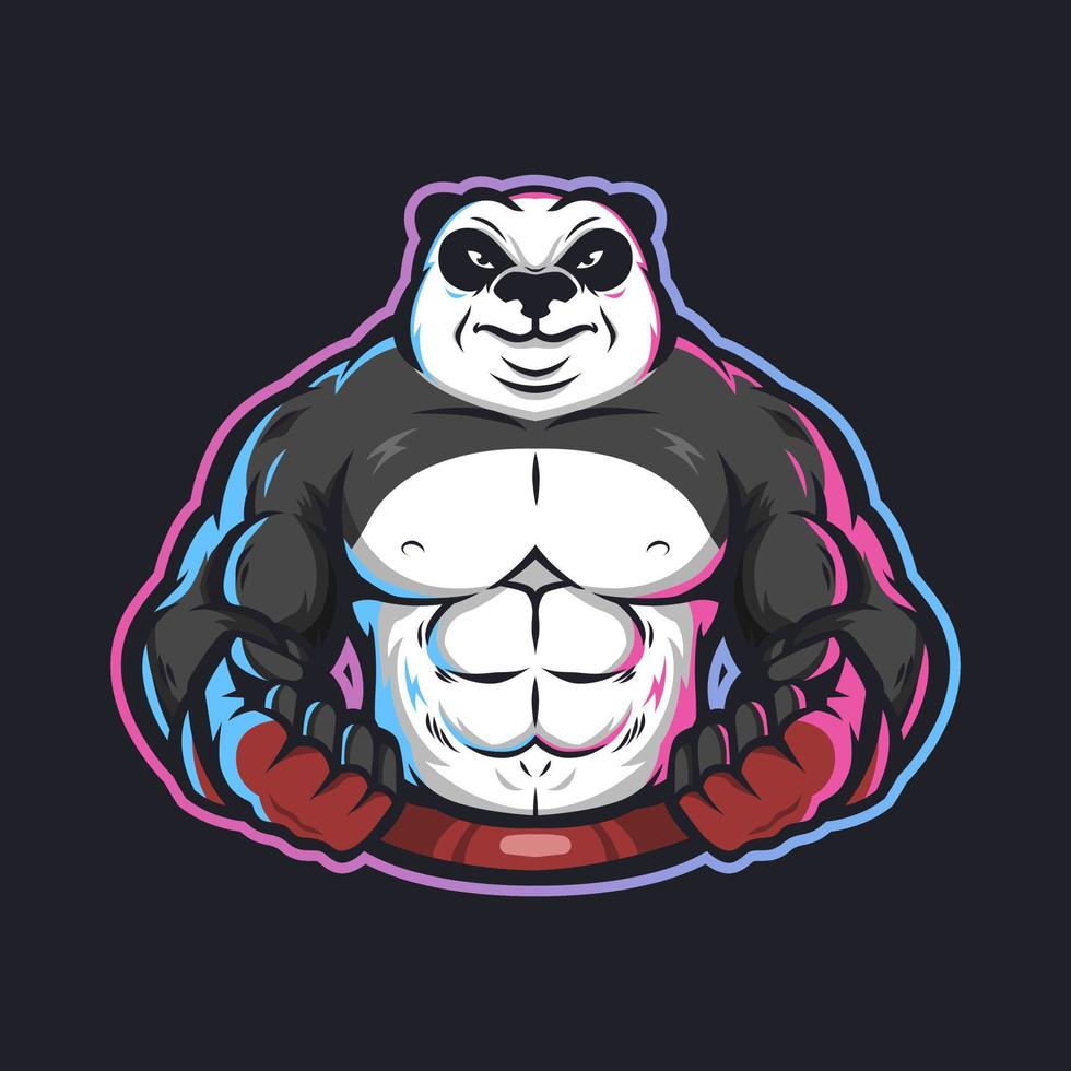 diseño de logotipo de luchador panda vector