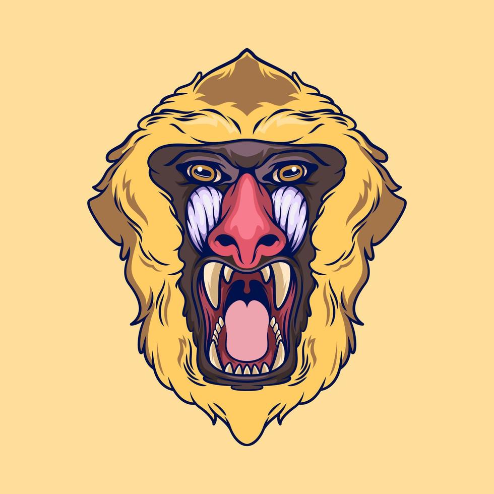 Illustration of a Mandrill Ape vector