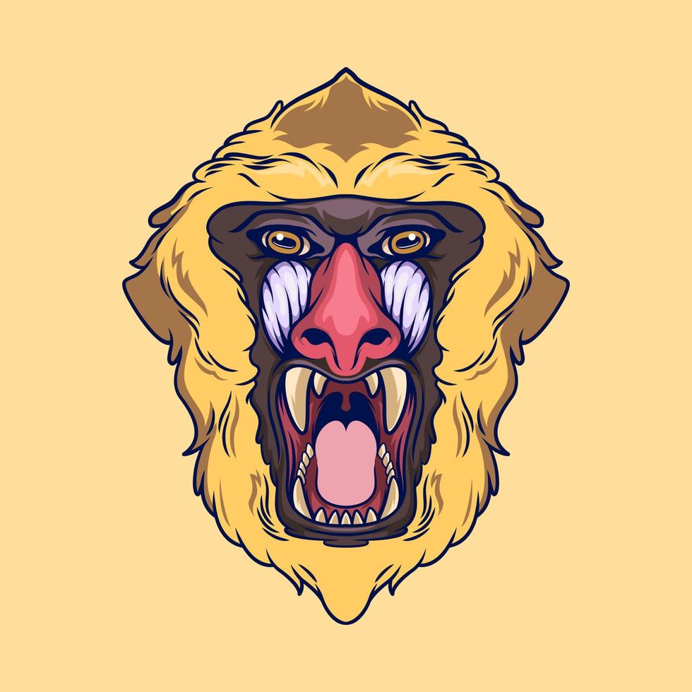 Illustration of a Mandrill Ape vector