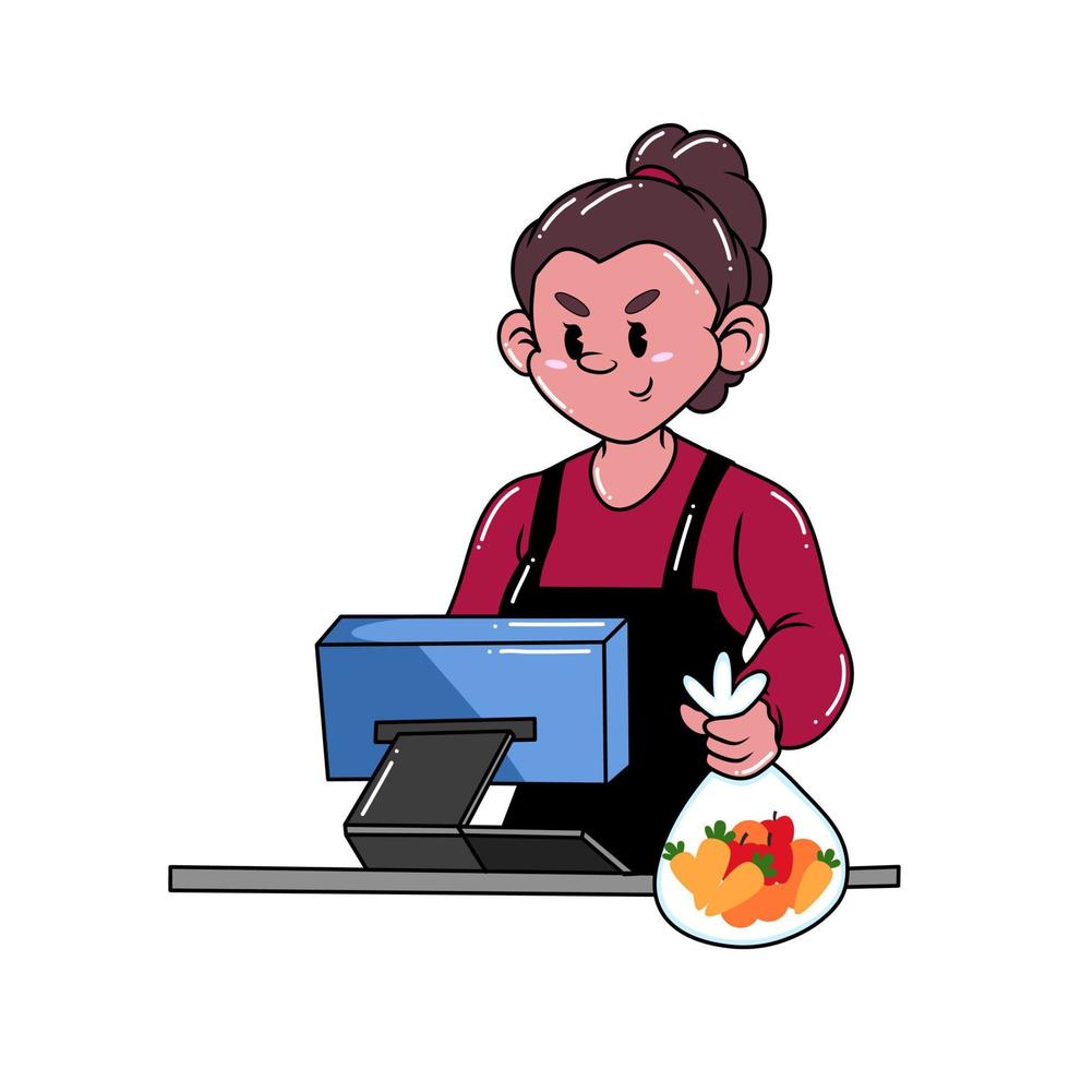 Classic Cartoon Character of a Cashier vector