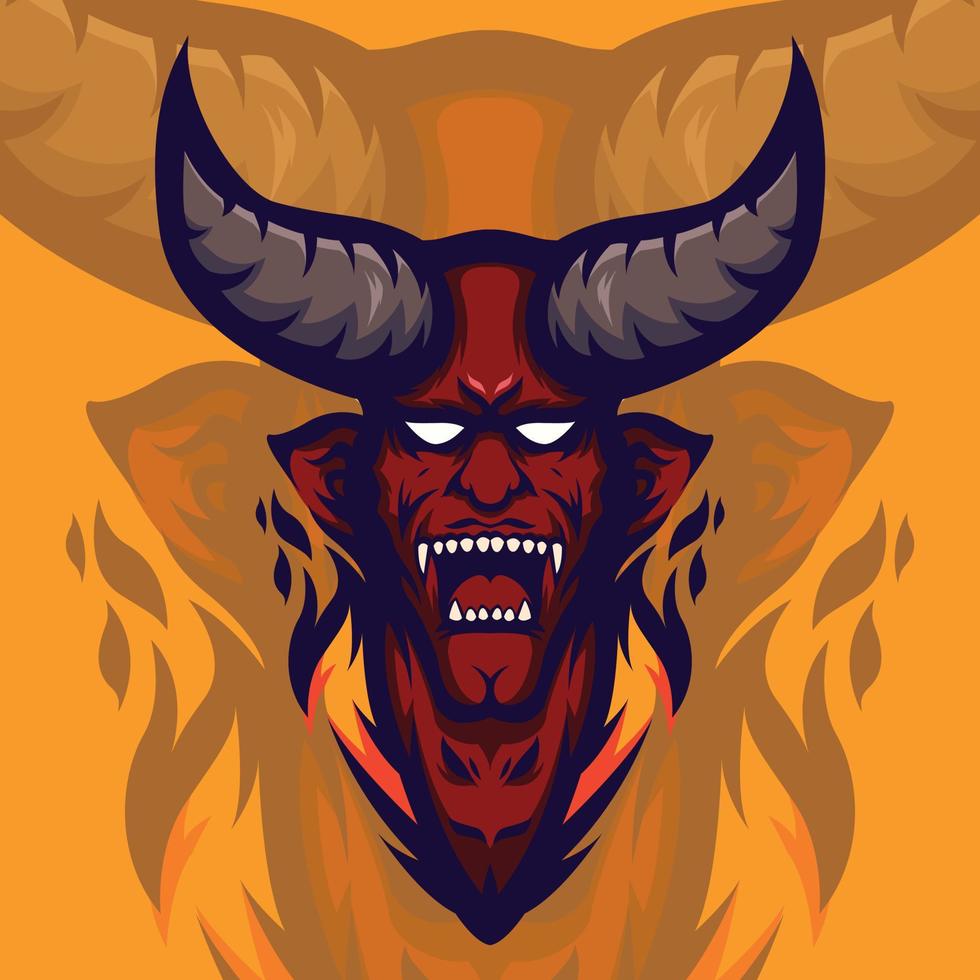 logotipo de la mascota del diablo malo vector